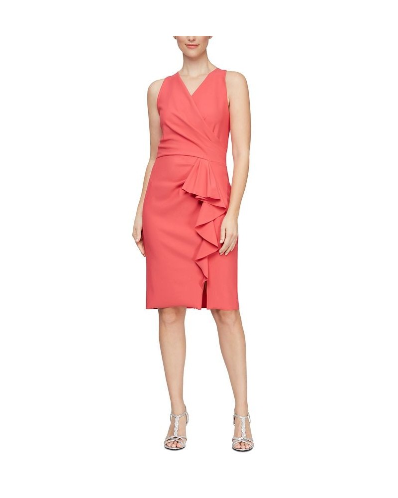 Women's Ruffled Sheath Dress Cerise $75.20 Dresses