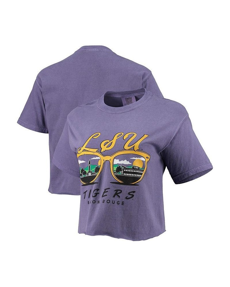 Women's Purple LSU Tigers Vacation View Sunglasses Crop Top Purple $22.50 Tops