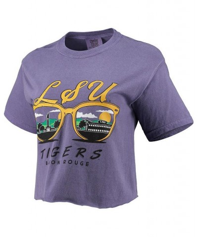 Women's Purple LSU Tigers Vacation View Sunglasses Crop Top Purple $22.50 Tops