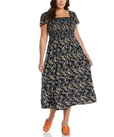 Plus Size Smocked Midi Dress Black $67.05 Dresses