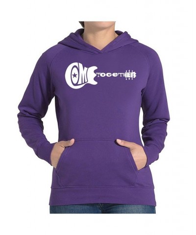 Women's Word Art Hooded Sweatshirt -Come Together Purple $27.00 Sweatshirts