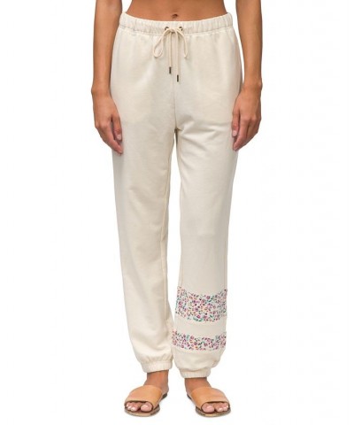 Juniors' On and On French Terry Printed-Cuff Joggers Razzle Floral-Winter White $22.40 Pants