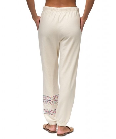 Juniors' On and On French Terry Printed-Cuff Joggers Razzle Floral-Winter White $22.40 Pants