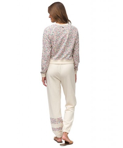 Juniors' On and On French Terry Printed-Cuff Joggers Razzle Floral-Winter White $22.40 Pants