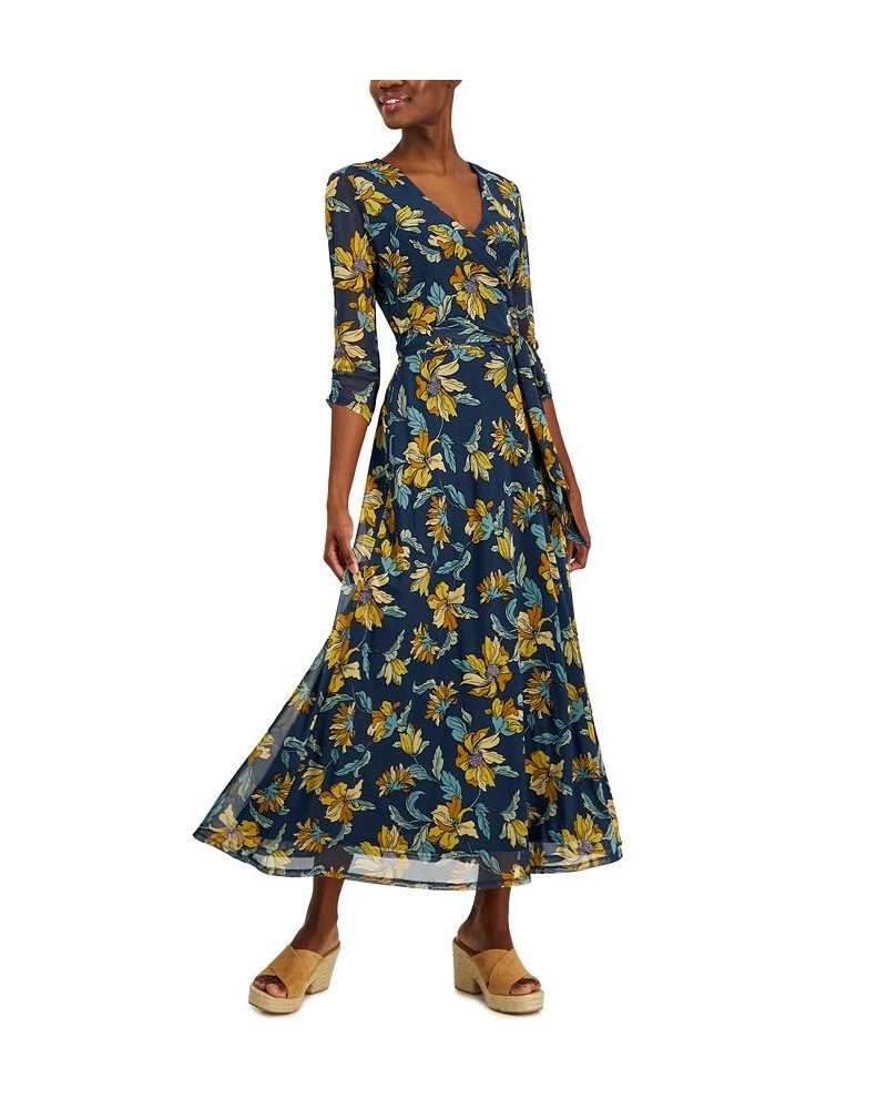 Petite Print Faux-Wrap Maxi Dress Blue Moonlight $22.99 Dresses