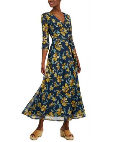 Petite Print Faux-Wrap Maxi Dress Blue Moonlight $22.99 Dresses