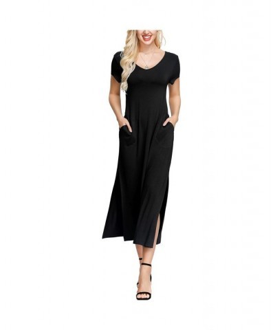 Women's Double V- Neck Dress Black $28.07 Sleepwear