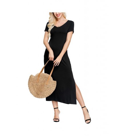 Women's Double V- Neck Dress Black $28.07 Sleepwear