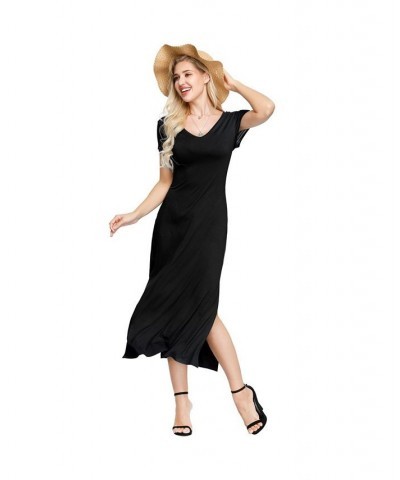 Women's Double V- Neck Dress Black $28.07 Sleepwear