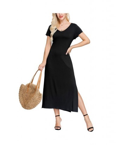 Women's Double V- Neck Dress Black $28.07 Sleepwear