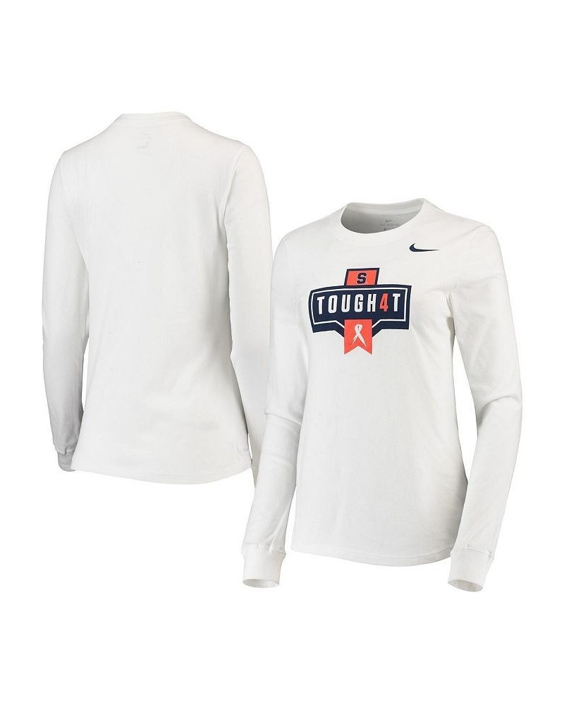 Women's White Syracuse Orange Tough4T Performance Long Sleeve T-shirt White $29.99 Tops