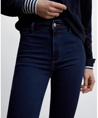 Women's High-Waist Cotton-Blend Jeggings Dark Blue $30.23 Jeans