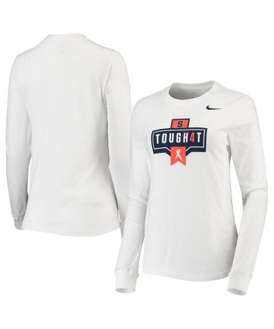 Women's White Syracuse Orange Tough4T Performance Long Sleeve T-shirt White $29.99 Tops