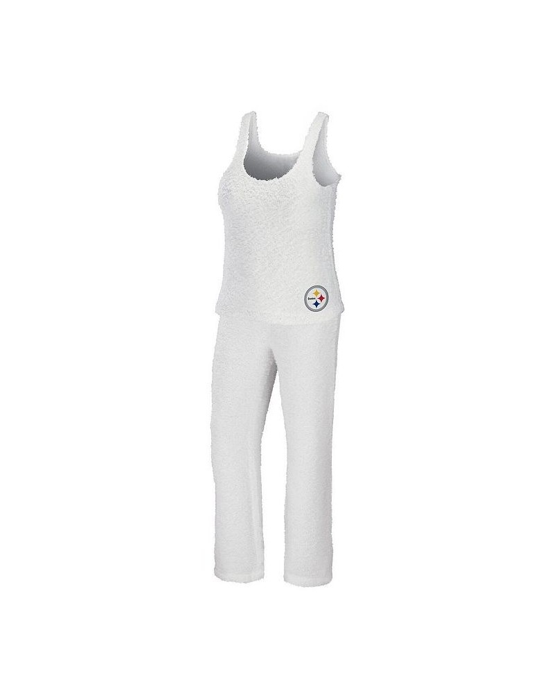 Women's Cream Pittsburgh Steelers Cozy Scoop Neck Tank Top Pants Sleep Set Cream $49.49 Pajama