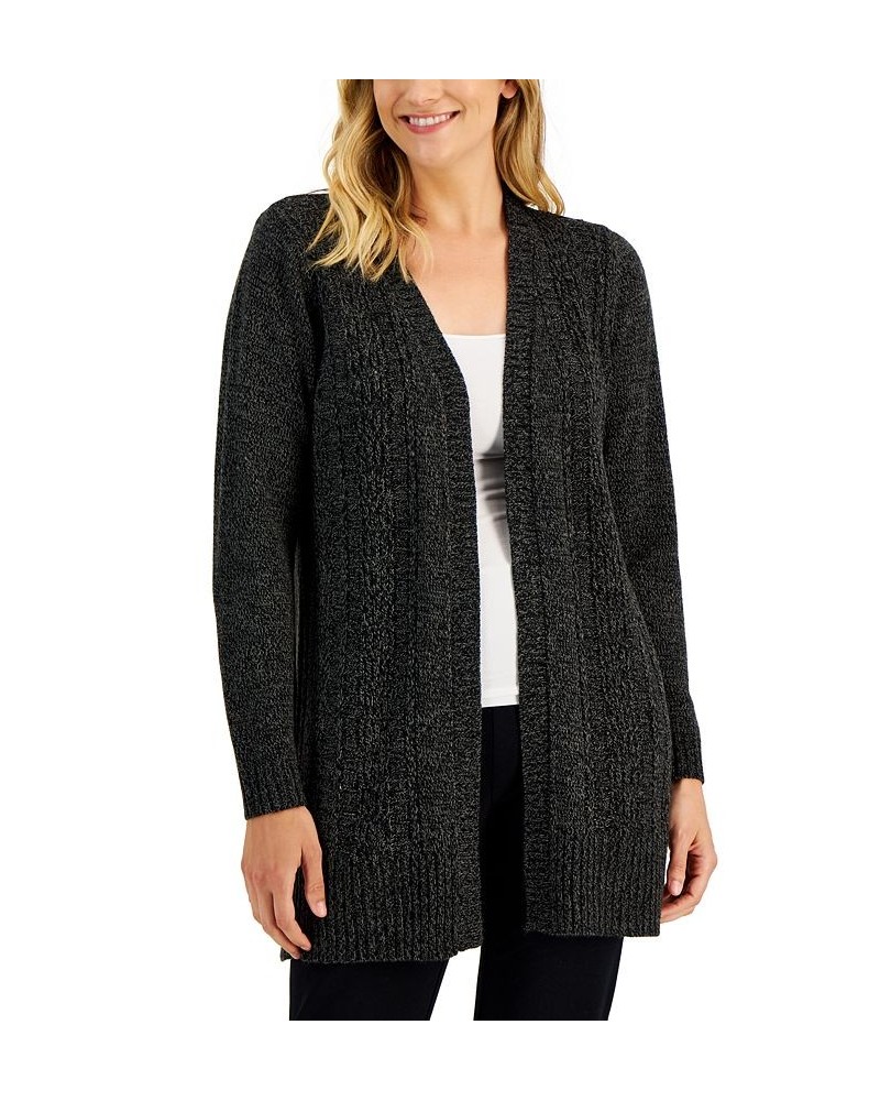 Women's Cable-Knit Duster Cardigan Black Ash Marl $14.30 Sweaters