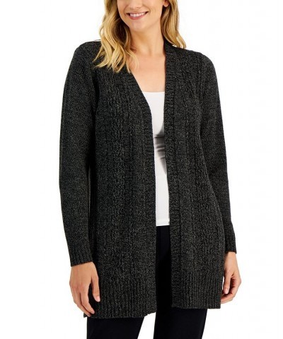 Women's Cable-Knit Duster Cardigan Black Ash Marl $14.30 Sweaters