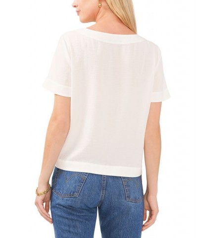 Women's Woven Crewneck Short-Sleeve T-Shirt White $24.11 Tops