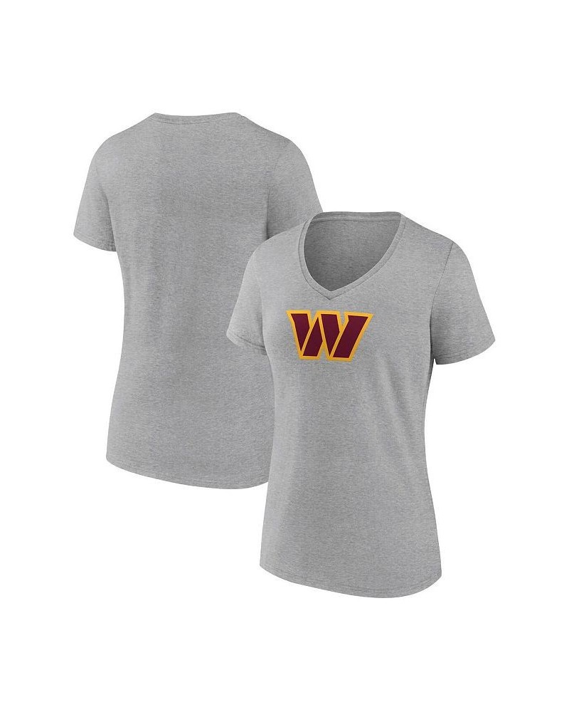 Women's Branded Heathered Gray Washington Commanders Primary Logo V-Neck T-shirt Heathered Gray $16.80 Tops