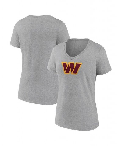 Women's Branded Heathered Gray Washington Commanders Primary Logo V-Neck T-shirt Heathered Gray $16.80 Tops