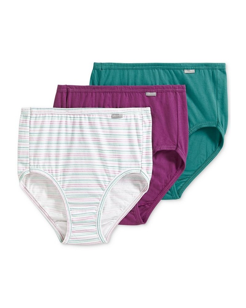 Elance Brief 3 Pack Underwear 1484 1486 Extended Sizes Light Raspberry/prestigious Stripe/sweet Orchid $11.04 Panty