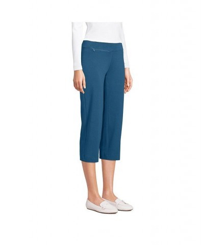 Women's Tall Starfish Mid Rise Elastic Waist Pull On Crop Pants Evening blue $34.42 Pants