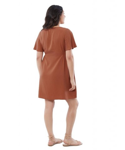 Women's Maternity Flutter Sleeve Dress Gingerbread $37.80 Dresses