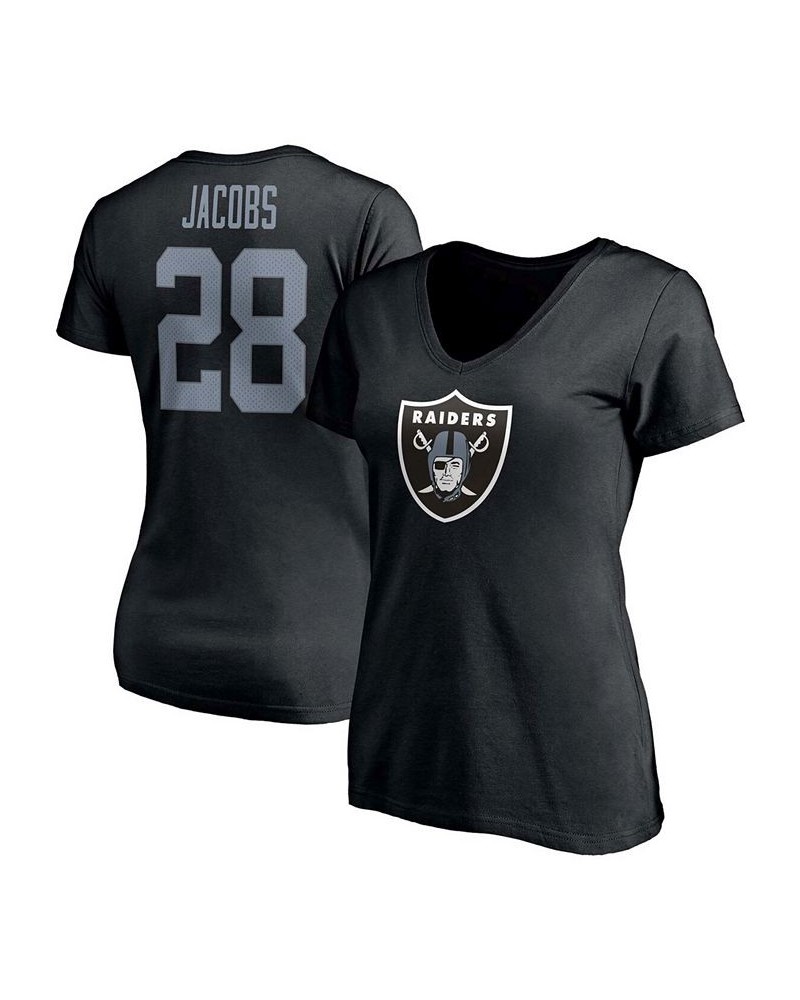 Women's Josh Jacobs Black Las Vegas Raiders Player Icon Name and Number V-Neck T-shirt Black $22.94 Tops