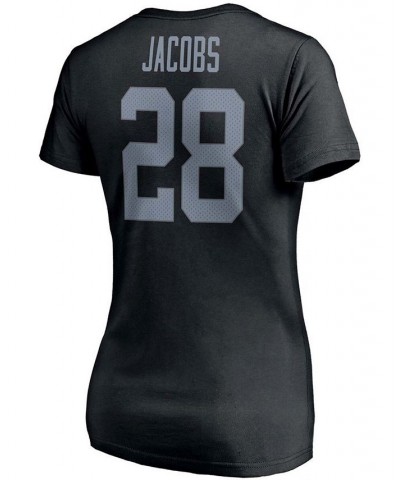 Women's Josh Jacobs Black Las Vegas Raiders Player Icon Name and Number V-Neck T-shirt Black $22.94 Tops