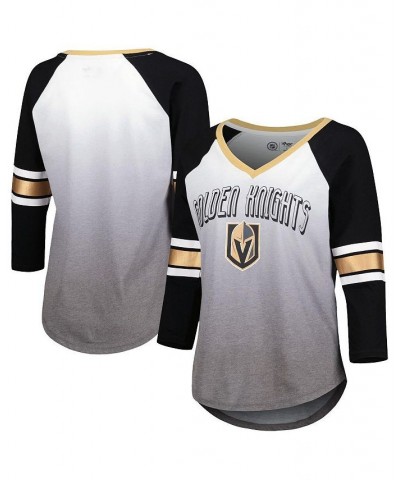 Women's Black Vegas Golden Knights Lead Off Tri-Blend Raglan 3/4-Sleeve V-Neck T-shirt Black $34.09 Tops