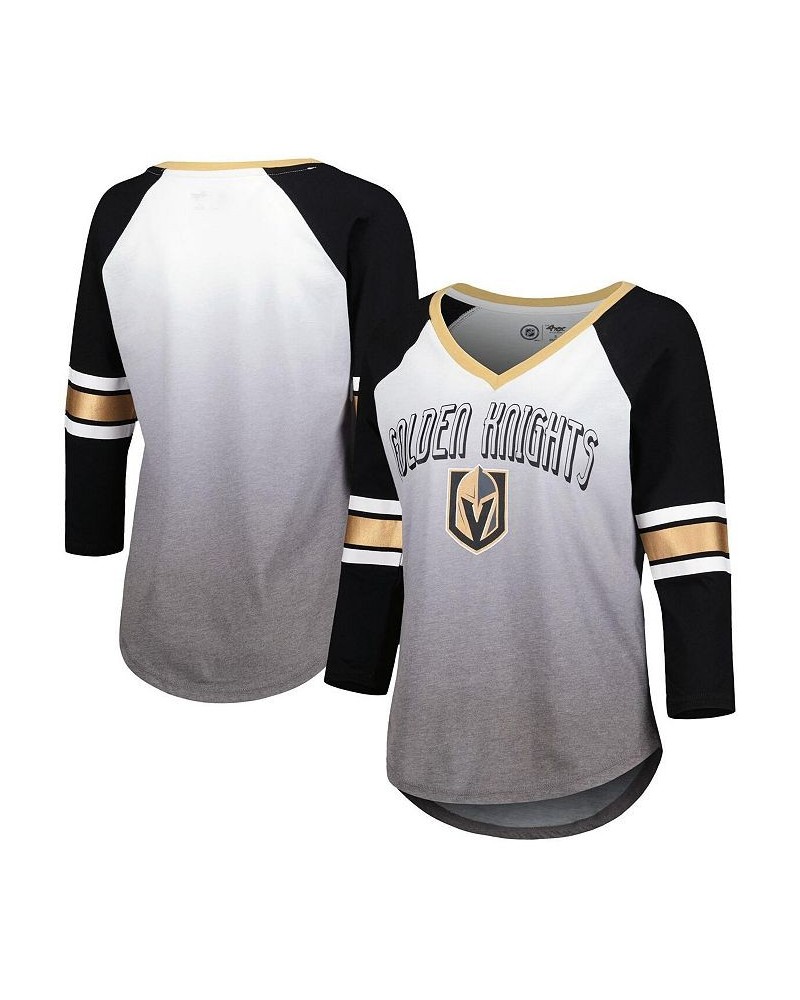 Women's Black Vegas Golden Knights Lead Off Tri-Blend Raglan 3/4-Sleeve V-Neck T-shirt Black $34.09 Tops