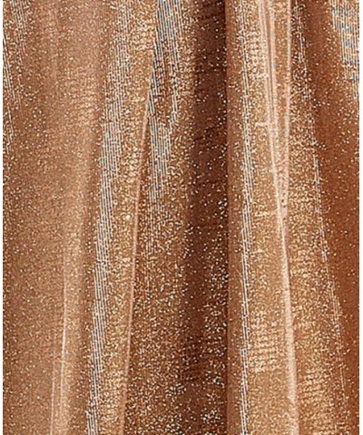 Juniors' Metallic Pleated X-Back Gown Rosegold $76.32 Dresses