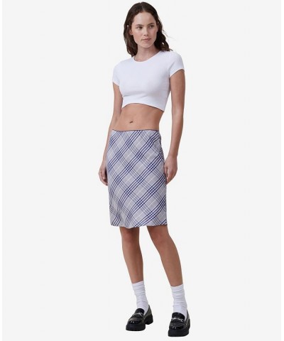 Women's Picot Slip Knee Length Skirt Frankie Check Navy $21.50 Skirts