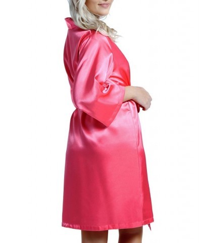 Women's Marina Lux 3/4 Sleeve Satin Lingerie Robe Fuchsia $27.60 Lingerie