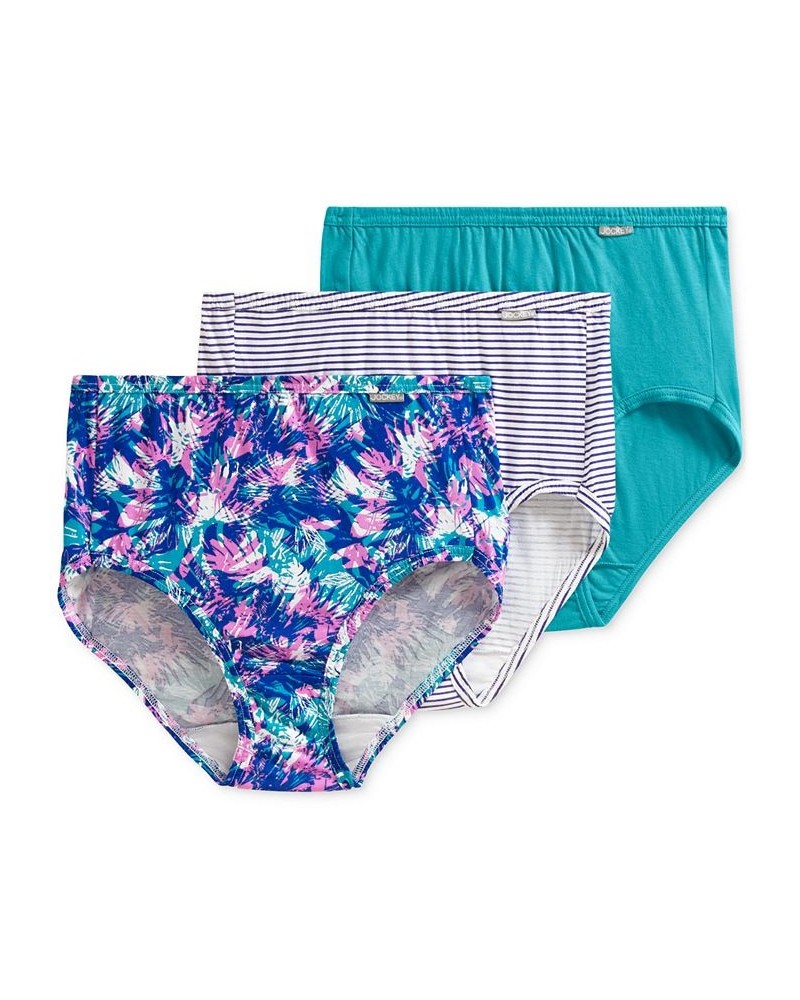 Elance Brief 3 Pack Underwear 1484 1486 Extended Sizes Softest Teal/belvedere Stripe Violet/tropical Burst $11.04 Panty