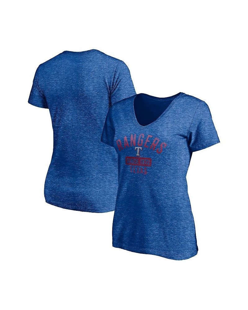 Women's Branded Heathered Royal Texas Rangers Old Time Favorite V-Neck T-shirt Heathered Royal $23.19 Tops