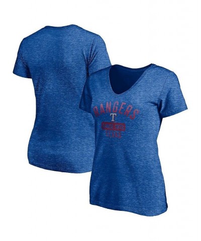 Women's Branded Heathered Royal Texas Rangers Old Time Favorite V-Neck T-shirt Heathered Royal $23.19 Tops