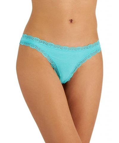 Women's Lace-Trim Thong Ocean Aqua $8.00 Panty