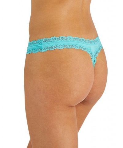 Women's Lace-Trim Thong Ocean Aqua $8.00 Panty