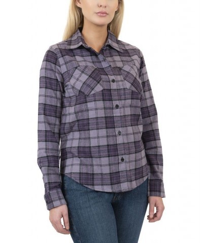 Women's Super Soft Flannel Shirt Mauve Plaid $20.00 Tops