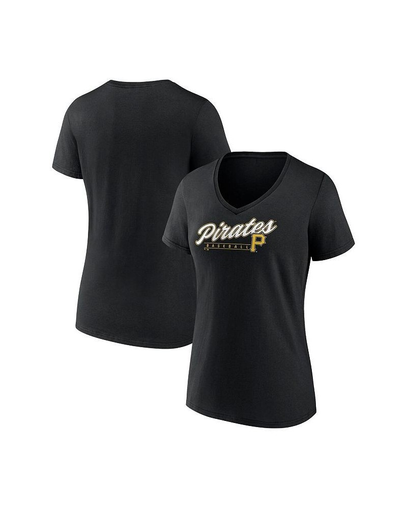 Women's Branded Black Pittsburgh Pirates One and Only V-Neck T-shirt Black $15.20 Tops