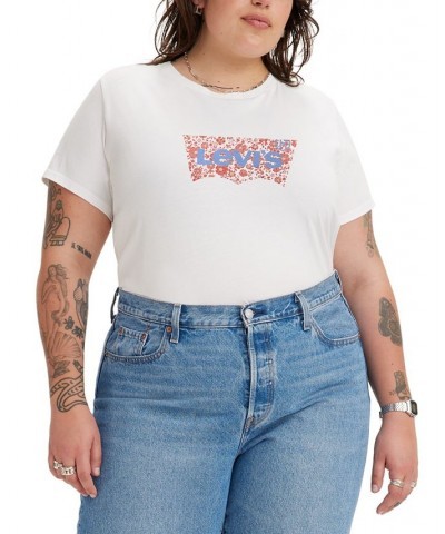 Trendy Plus Size Batwing Perfect Graphic Logo T-Shirt Bright White $15.75 Tops