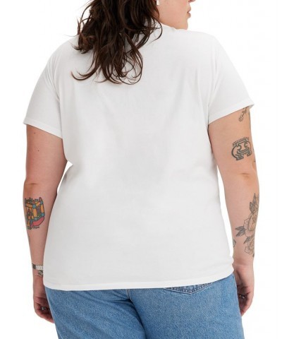 Trendy Plus Size Batwing Perfect Graphic Logo T-Shirt Bright White $15.75 Tops