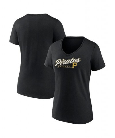 Women's Branded Black Pittsburgh Pirates One and Only V-Neck T-shirt Black $15.20 Tops