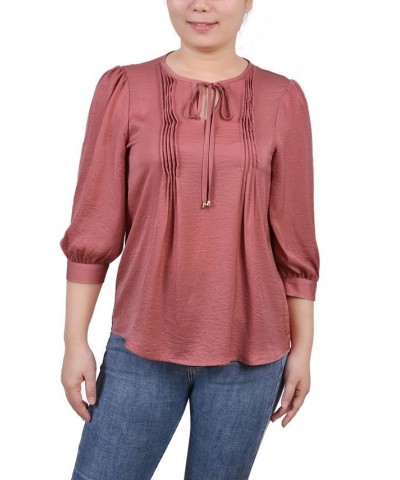 Petite Elbow Sleeve Satin Blouse Pink $13.44 Tops