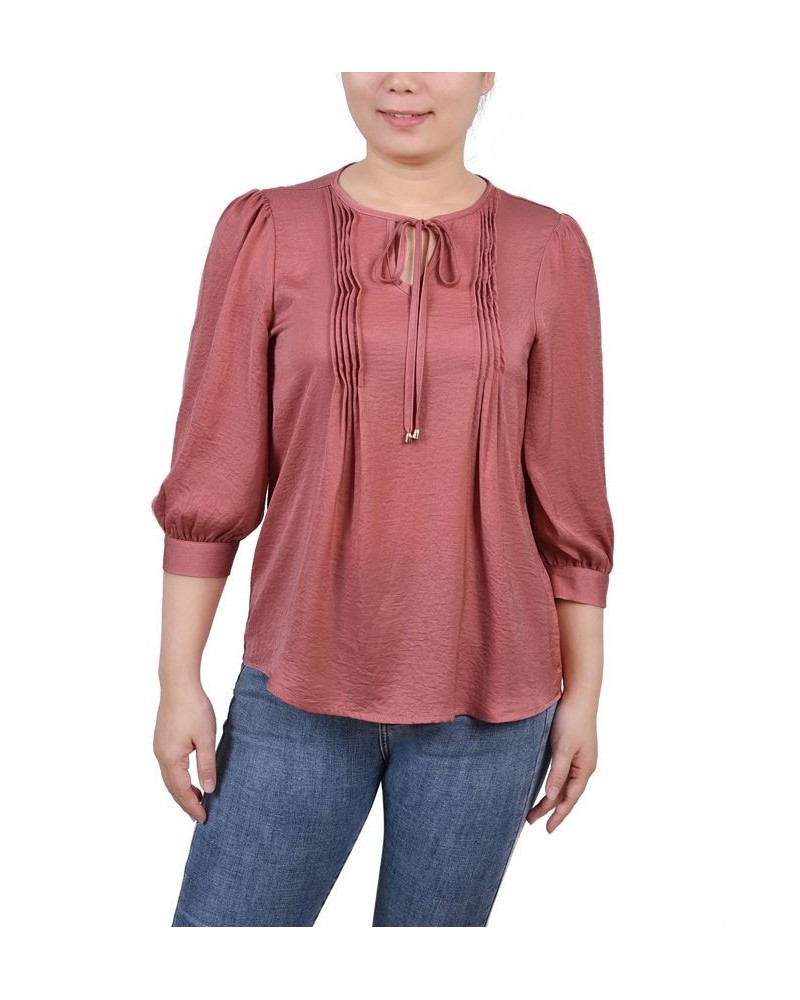 Petite Elbow Sleeve Satin Blouse Pink $13.44 Tops