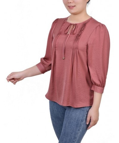 Petite Elbow Sleeve Satin Blouse Pink $13.44 Tops