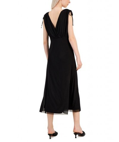 Women's Tie-Shoulder Ruched Midi Dress Anne Black $63.94 Dresses