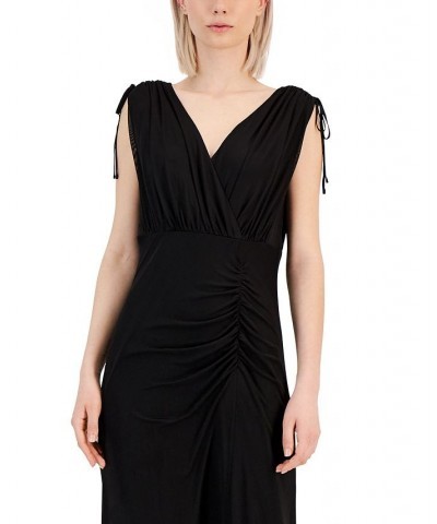 Women's Tie-Shoulder Ruched Midi Dress Anne Black $63.94 Dresses