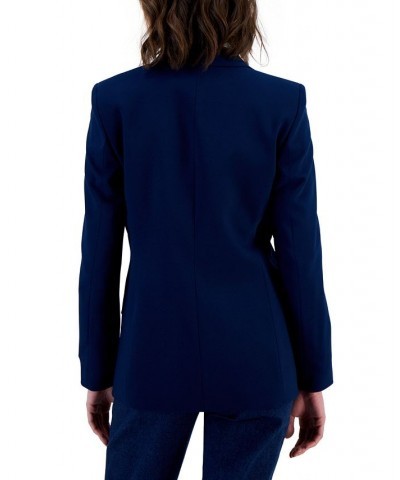 Women's Structured Solid-Color One-Button Blazer Dark Blue $155.04 Jackets