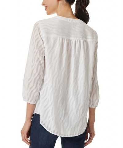 Women's 3/4-Sleeve V-Neck Chiffon Tunic White $24.61 Tops